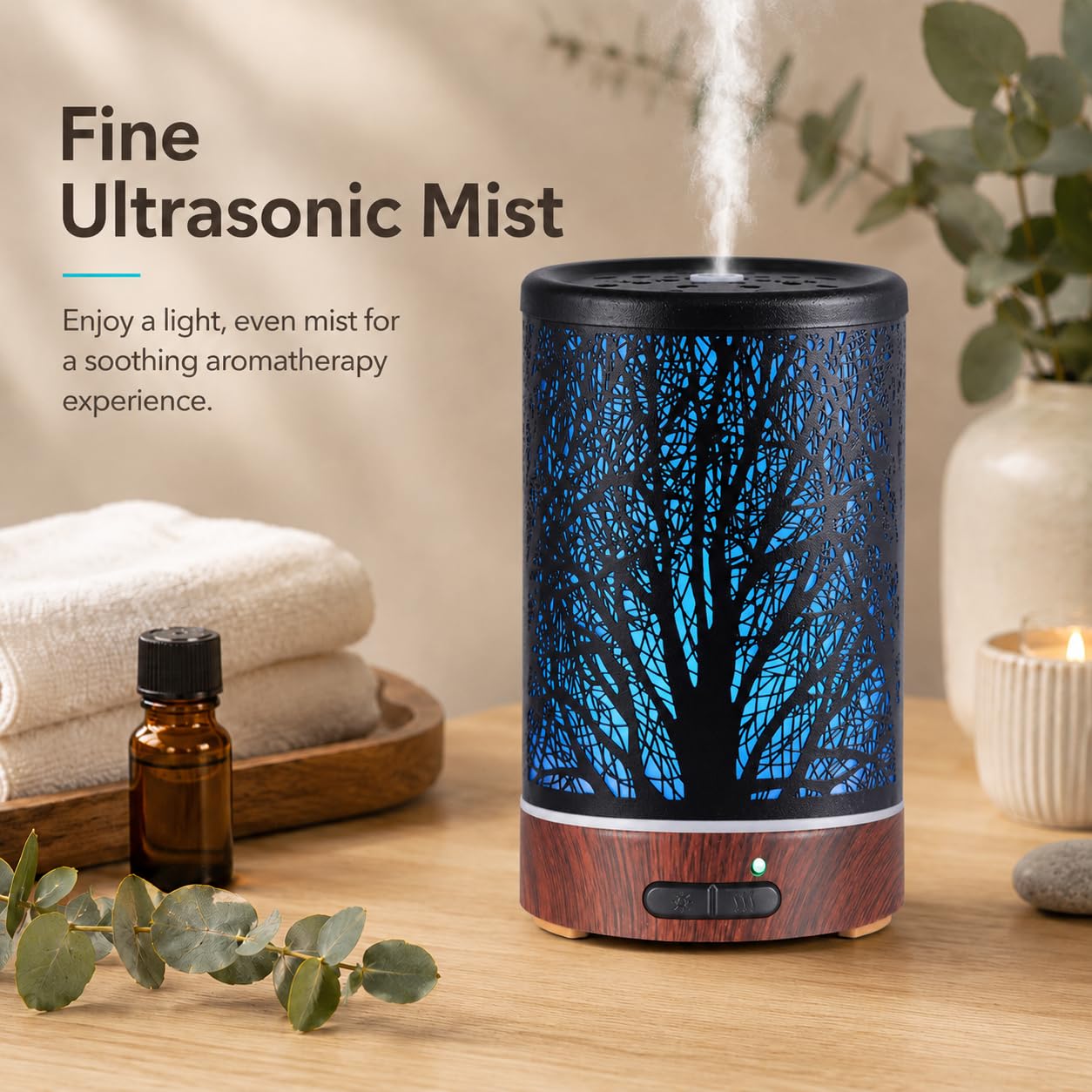 Kobodon Ultradźwiękowy rozpylacz olejków eterycznych, pojemność 150 ml, metal, dyfuzor do aromaterapii z automatycznym wyłączaniem, 7 kolorów, LED, do domu, biura, spa