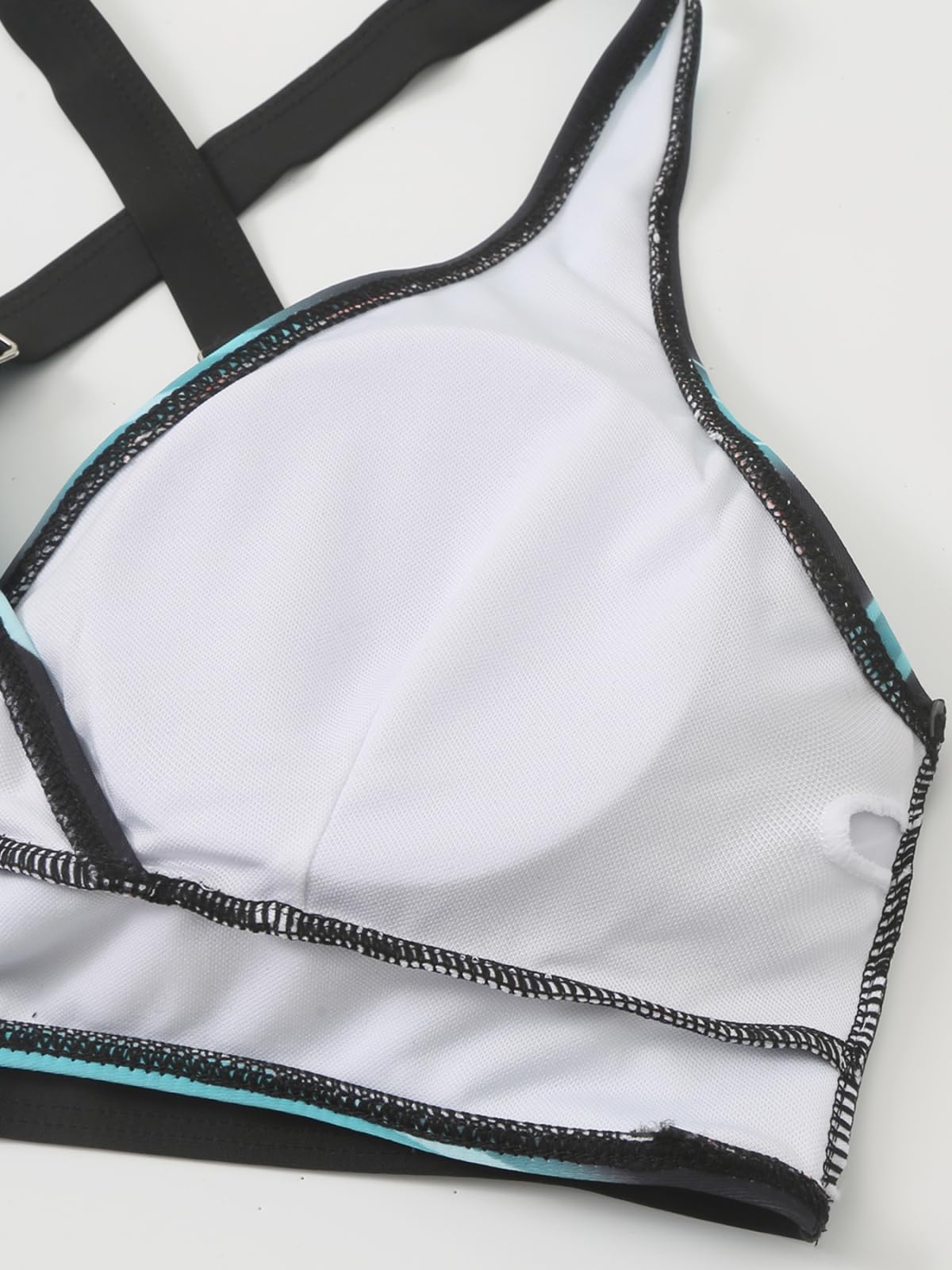 Set Bikini Donna Donne Teal Colore Chiaro Blocco Due Pezzi Incrociare Avvolgere Halter Alta Vita Addominale Controllo Costume da Bagno per La Spiaggia PisChina