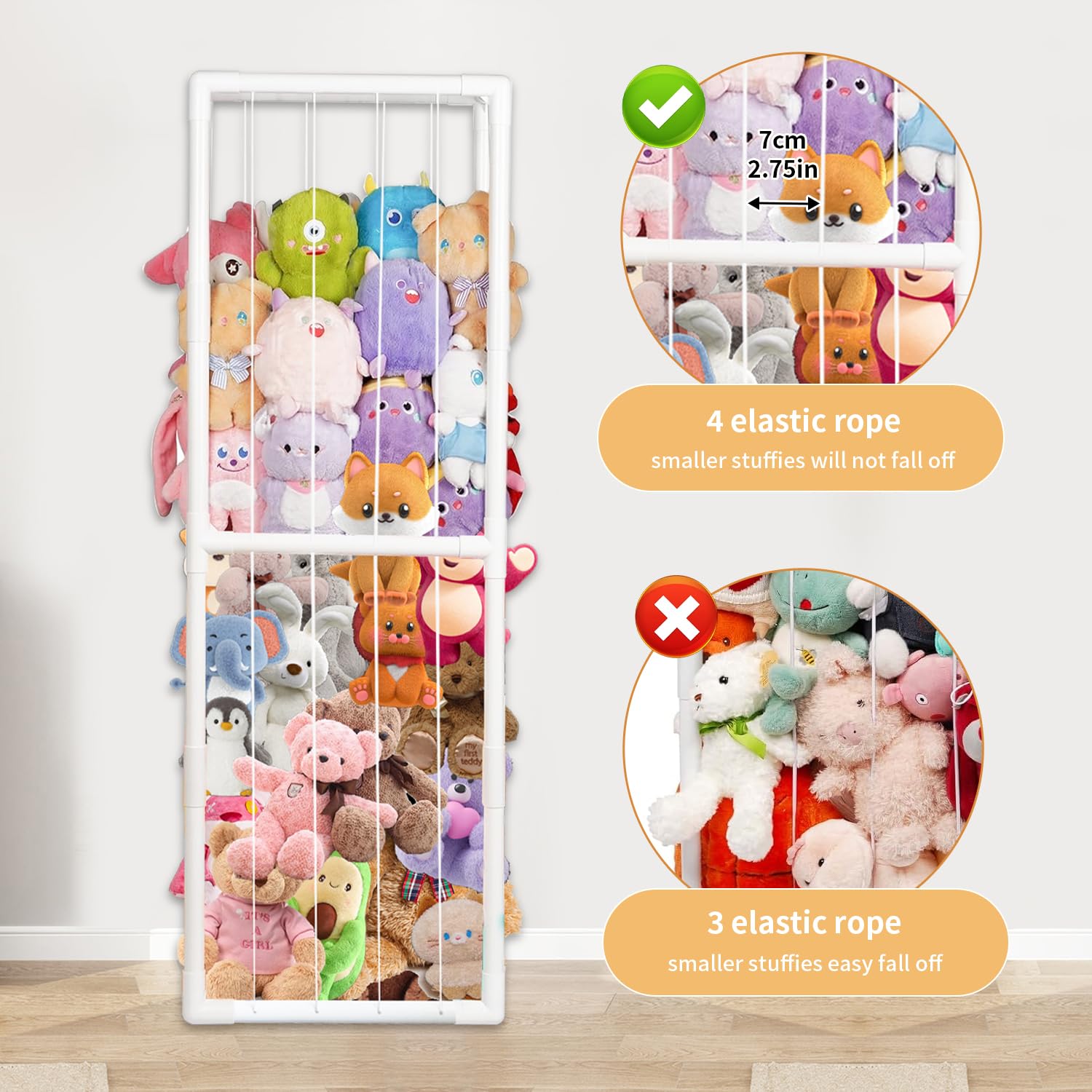 BomSaluka Stuffed Animal Storage, Kids Toy Zoo Storage Organizer with Elastic Band, Thicken PVC Tube Large Stuffed Animals Holder for Nursery Playroom Bedroom Room Furniture Plush Storage