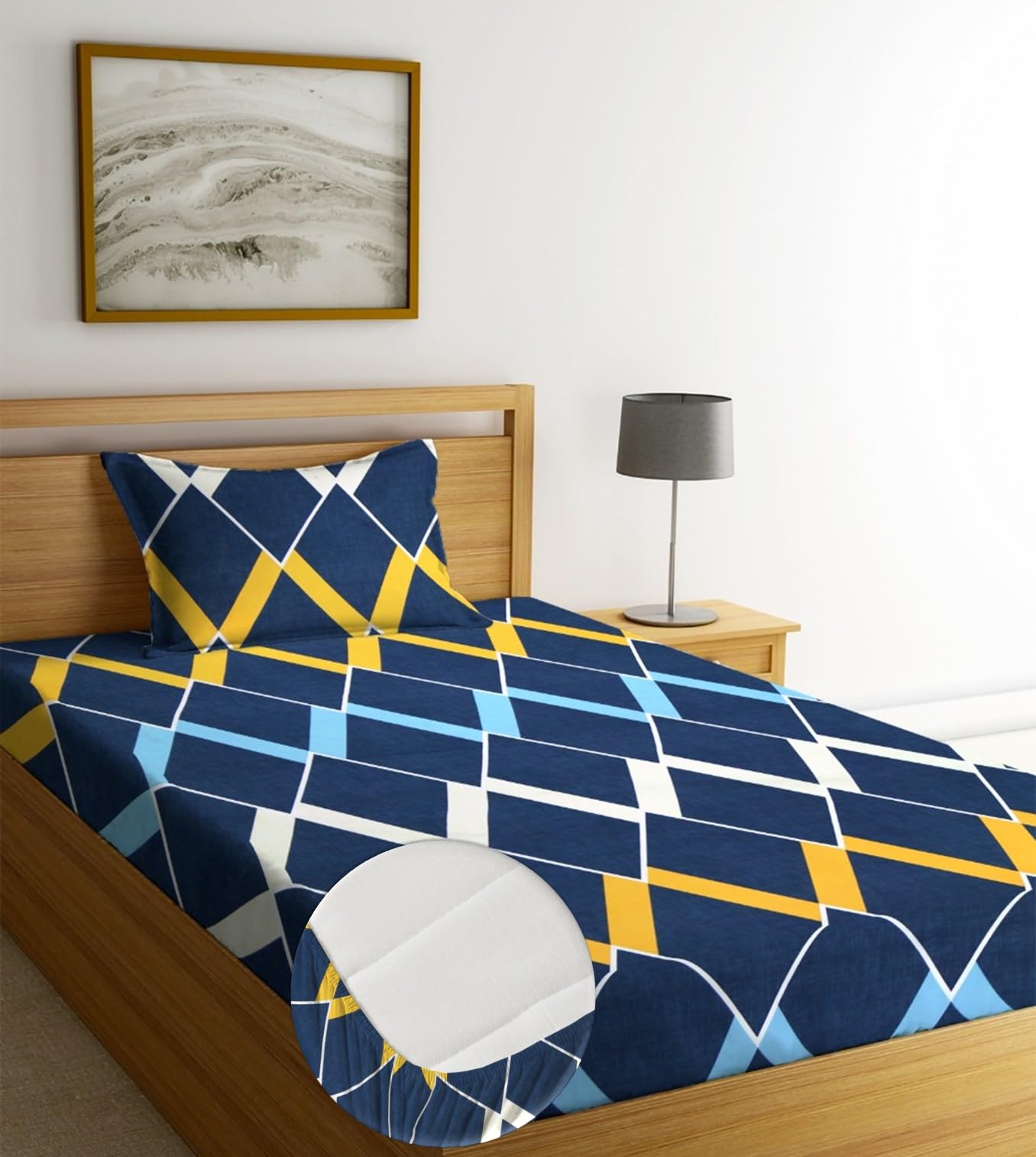 See full amazon price history chart for NEW LEAF Pure Cotton All Round Elastic Fitted Bedsheets with 1 Pillow Covers | Single Mattress Bed Breathable| Longlasting | Supersoft Size - 36 x 72 + 6 inches (Color-Dark Blue) NEW LEAF Pure Cotton All Round Elastic Fitted Bedsheets with 1 Pillow Covers | Single Mattress Bed Breathable| Longlasting | Supersoft Size - 36 x 72 + 6 inches (Color-Dark Blue) (B0D58CQG75) Amazon Price History, Amazon Price Tracker