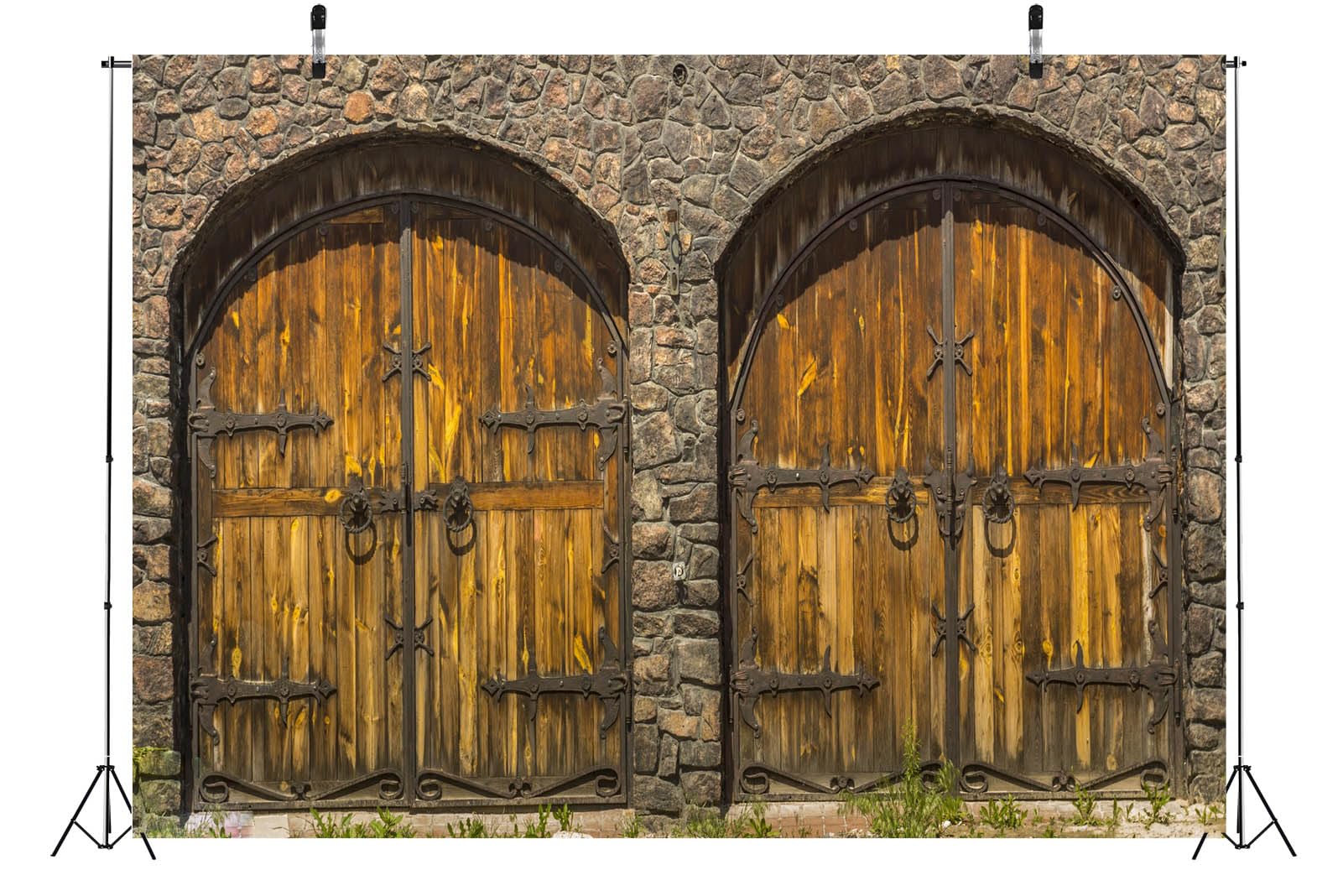 BELECO 3x2.5m Toile Fond Porte Bois Gothique-Médiévale