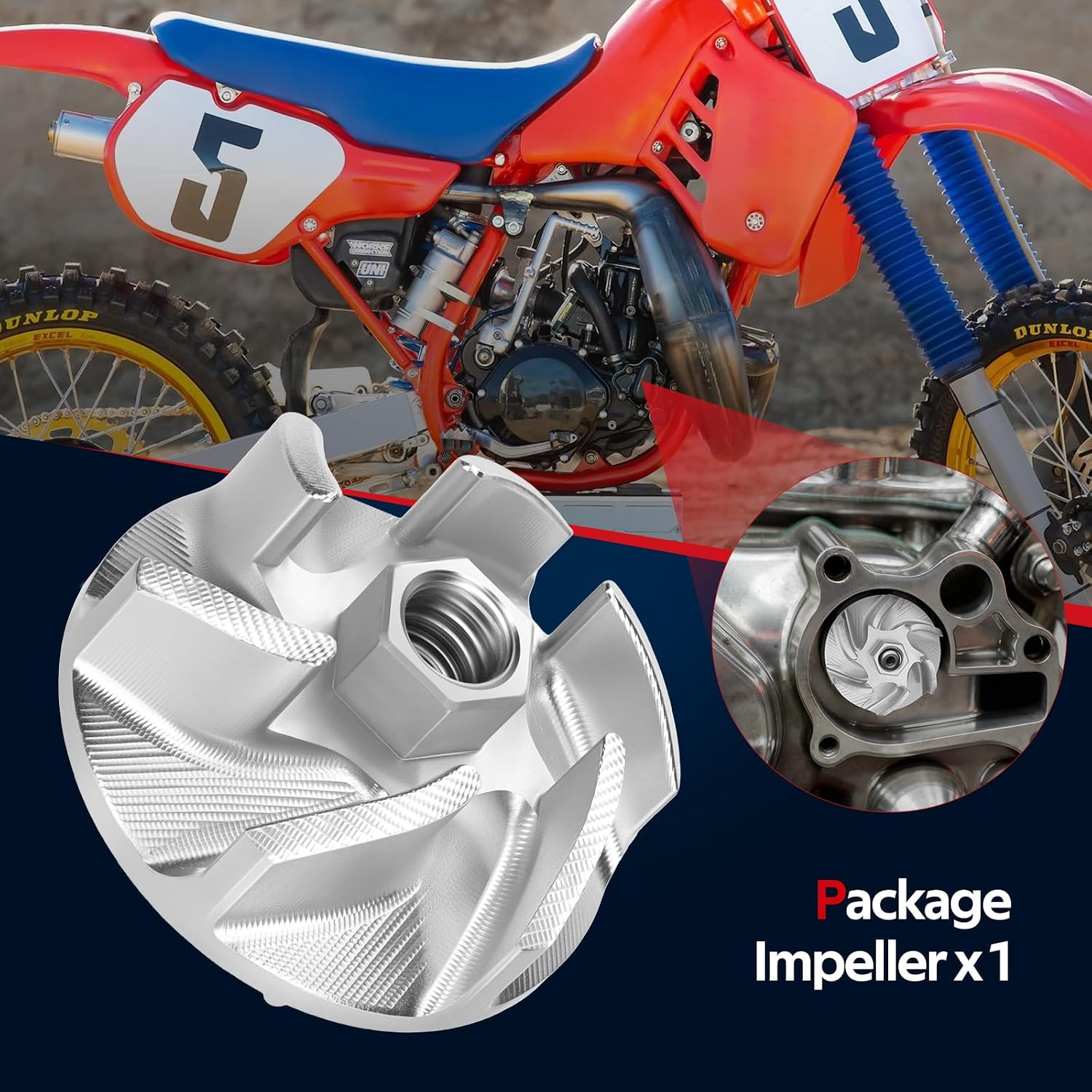 JAVIK Upgraded Water Pump CNC Impeller 19215-KA3-740 for Honda CR125 CR250 CR125R CR250R 1985-2007