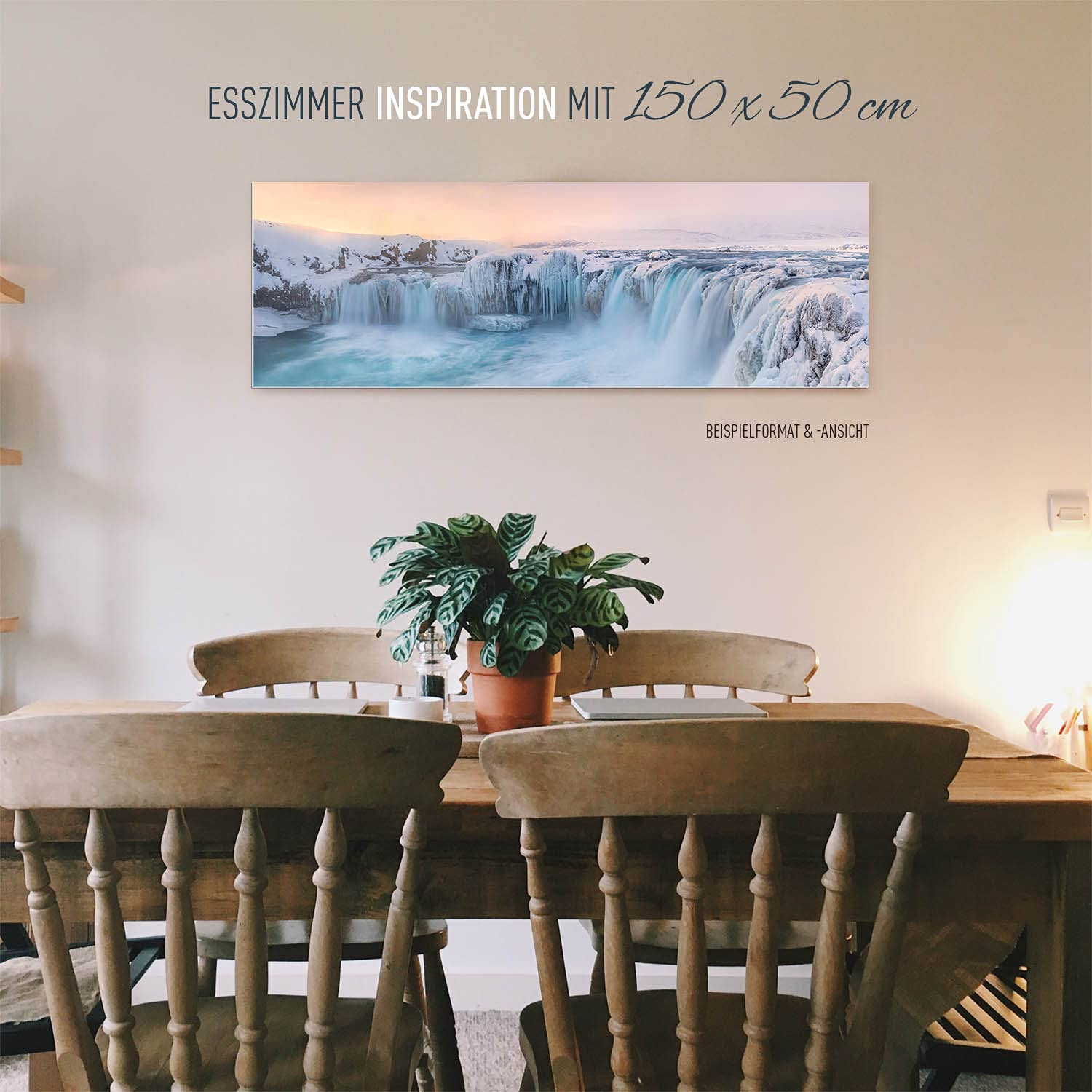 BilderKing Wandbild EIS Wasserfall Nord-Island - 120cm x 80cm Acrylglas 5mm mit Alu-Dibond Verbund + Rückrahmen