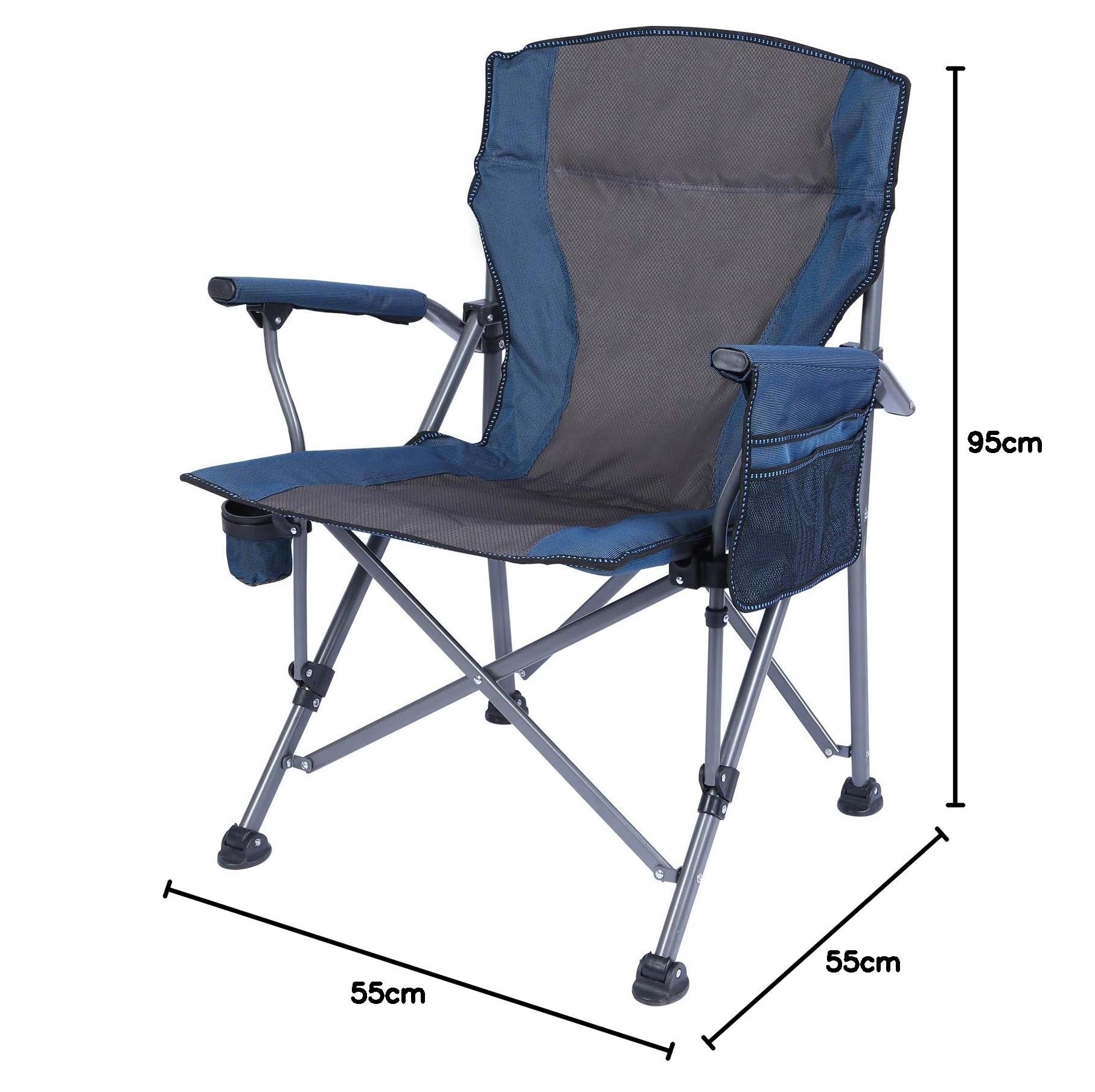 REDCAMP XXL Faltbar Campingstuhl 150 kg für schwere Menschen mithoher Rückenlehne, Luxus großer Heavy Duty Angelstuhl für Erwachsene Reise Picknick Angeln im Freien, blau