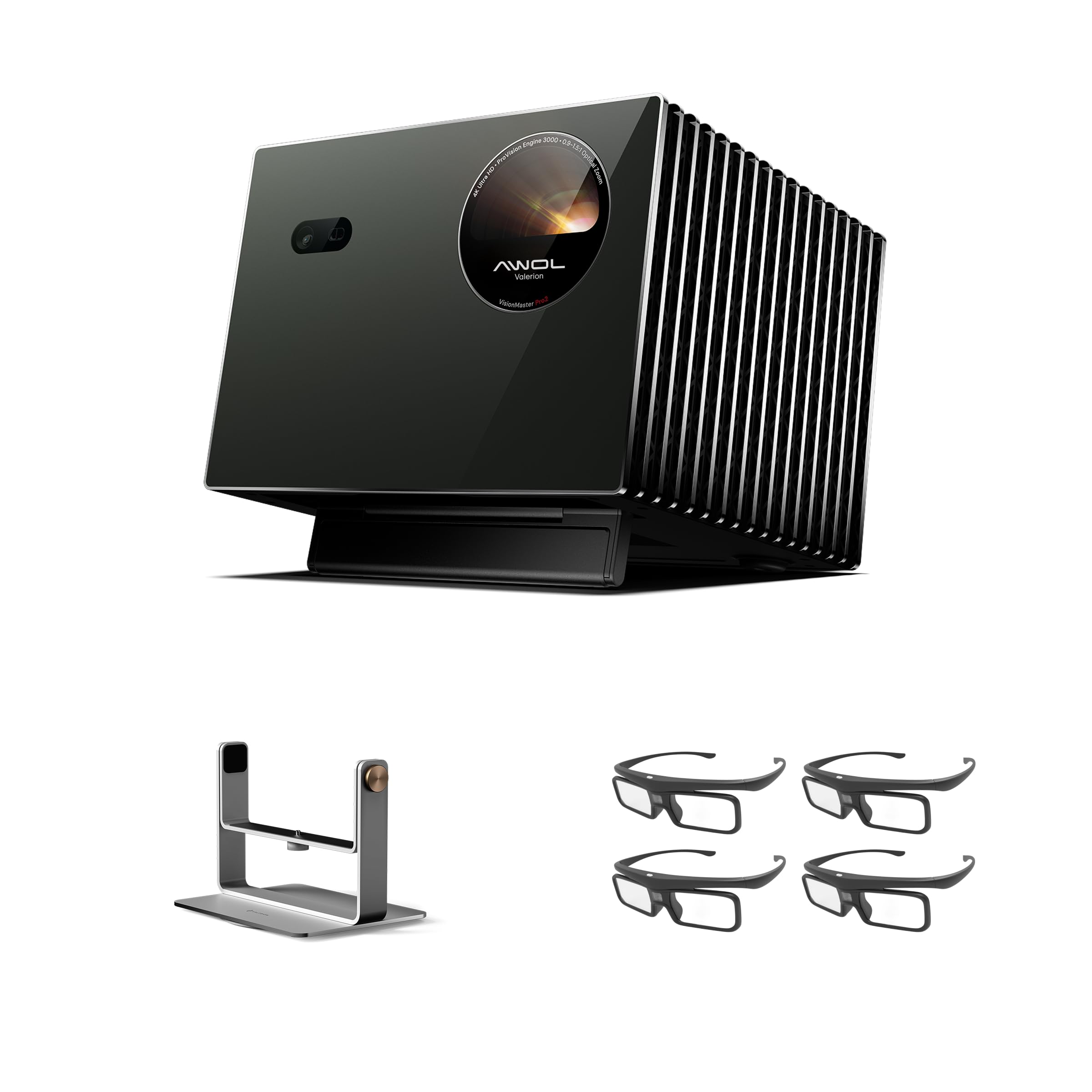 AWOL Valerion VisionMaster Pro2 with Desktop Gimbal Stand and DLP Link 3D Glasses(4 Pack）