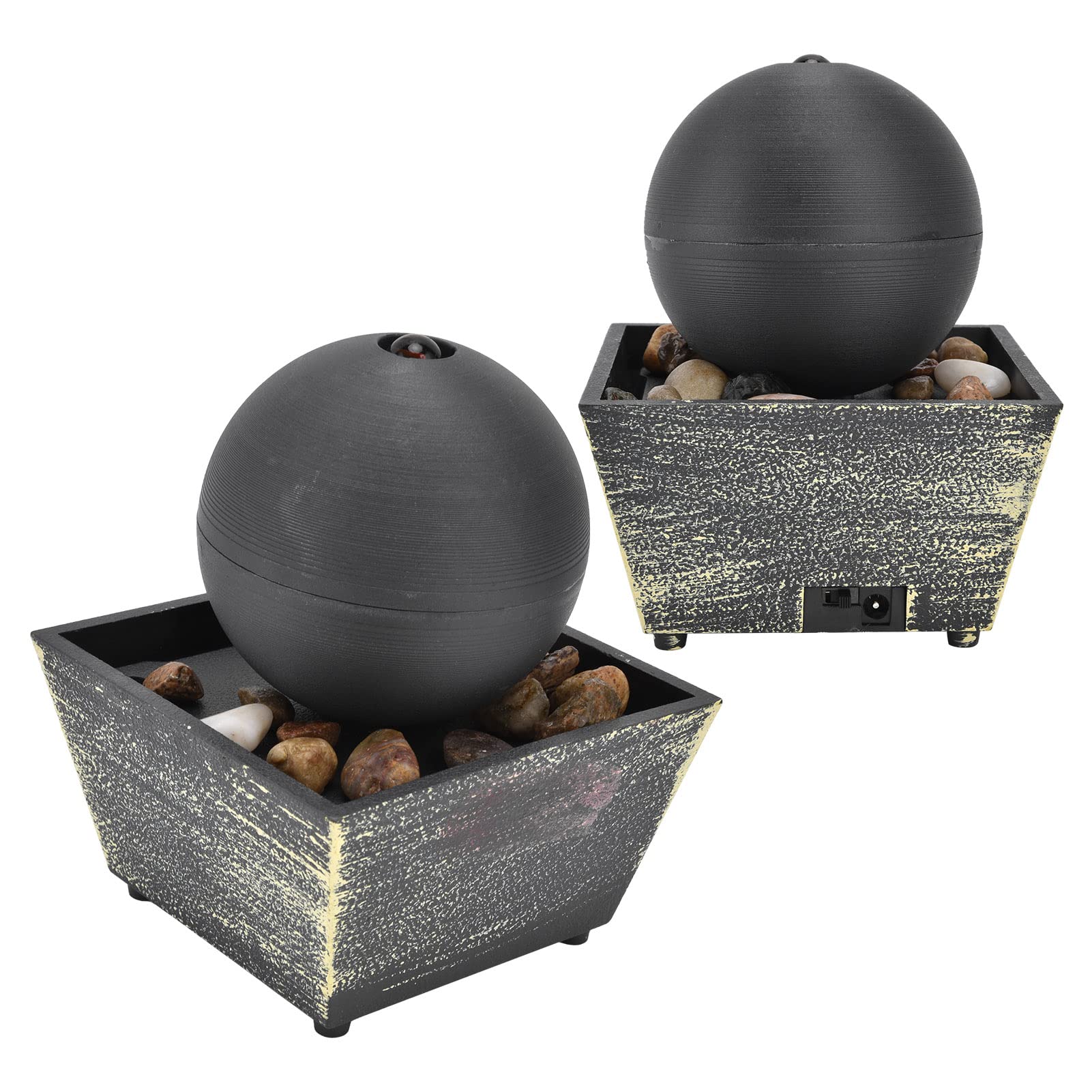 Fuente De Escritorio, 3V USB Fuente De Bola De Mesa De Relajación Interior con Luz LED Y Piedras Decorativas Fuente De Mesa para Decoración De Oficina En Casa