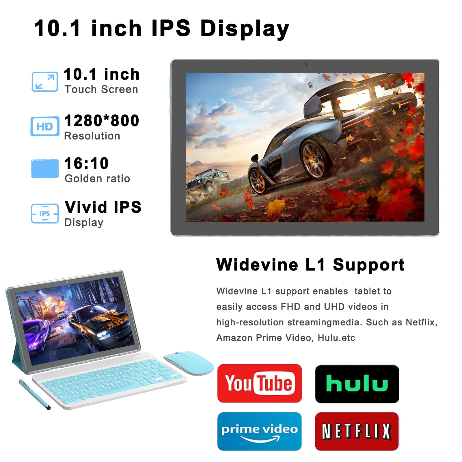 Android 15 Tablet, 10 inch 18GB RAM+128GB ROM Tablet Support 2TB