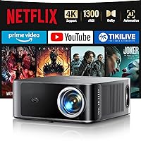 Proiettore 4k【Netflix Ufficiale/1300 ANSI/36W Dolby Audio】Wifi 6 e Bluetooth Bidirezionale Proiettore,AI