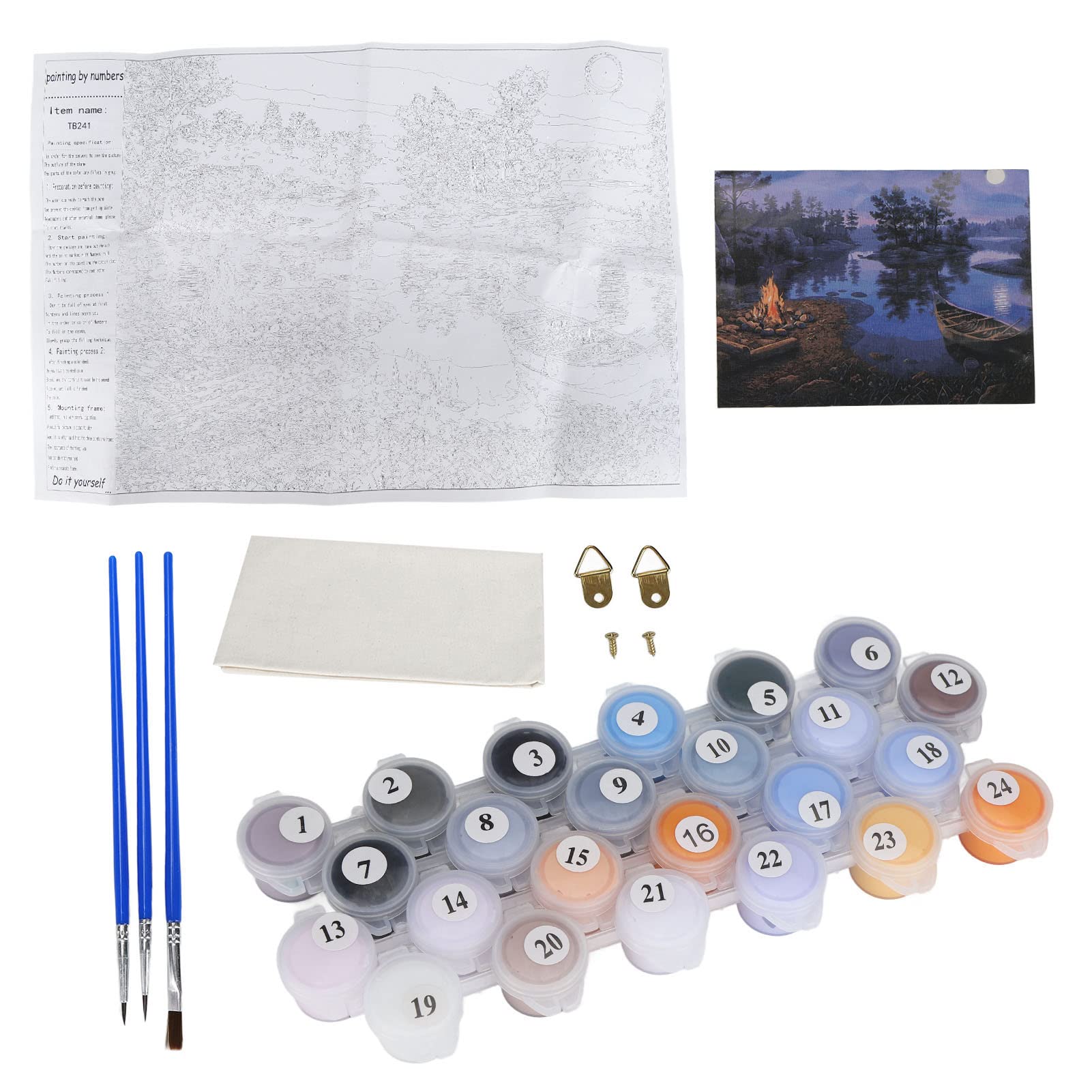 Akozon Peinture par Numéros pour Adultes et Enfants Débutants, 40 X 50 Cm, Nuit au Clair de Lune, Lac Paisible, Kit de Peinture à l'huile sur Lin de qualité Supérieure, activité Familiale,