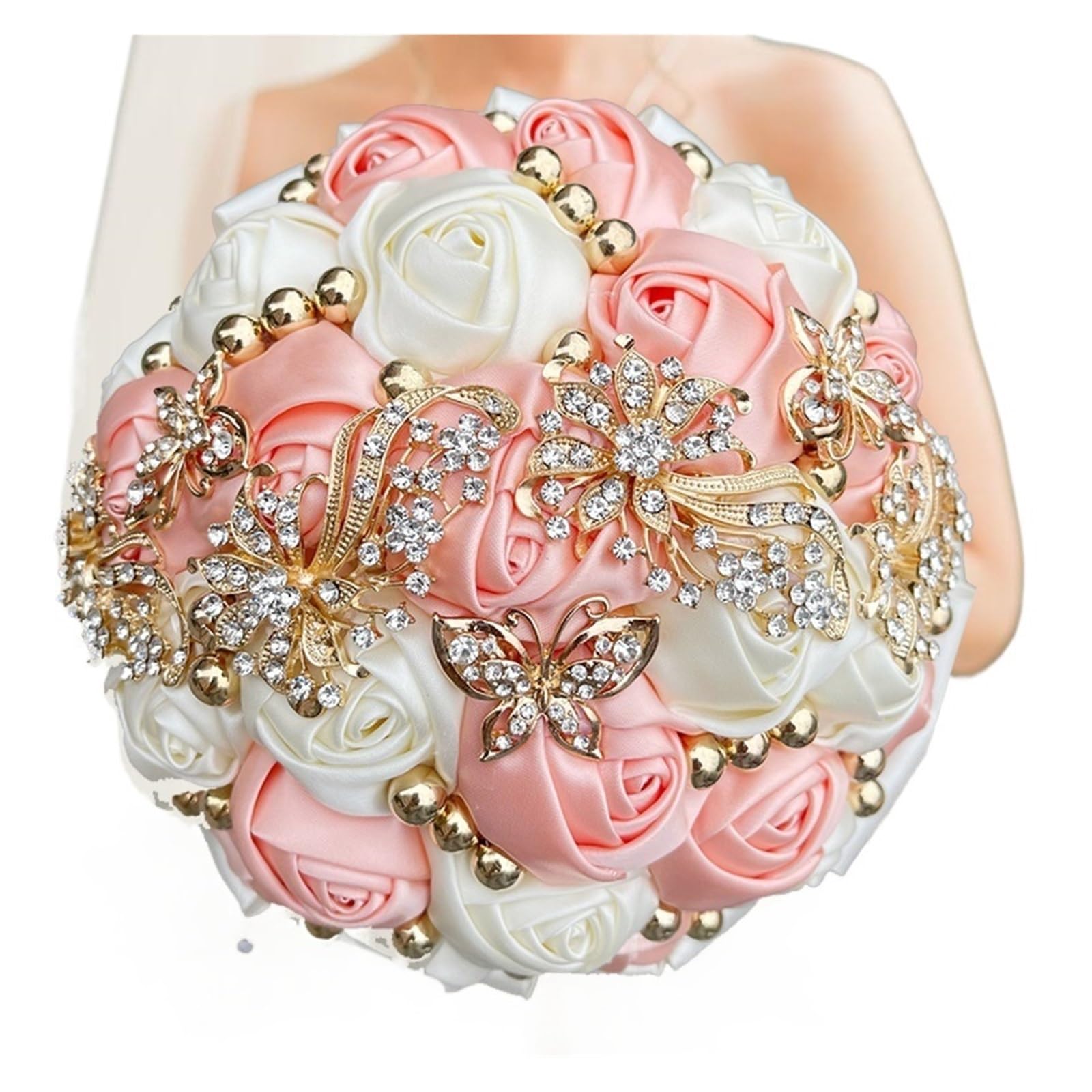 NDLHXKFRP Wedding bouquets for brides and bridesmaids, Artificial Wedding Bouquet Bridesmaid Multicolor Multiple Sizes(Yellow,24CM)