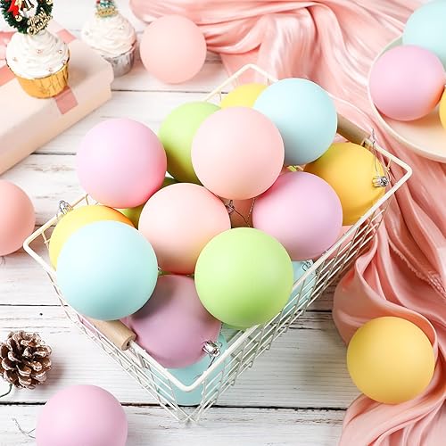 Gejoy 30 bolas grandes de caramelo de Navidad pastel de 3.15 pulgadas, bolas de árbol de Navidad color macarrón, adorno para colgar, inastillable,