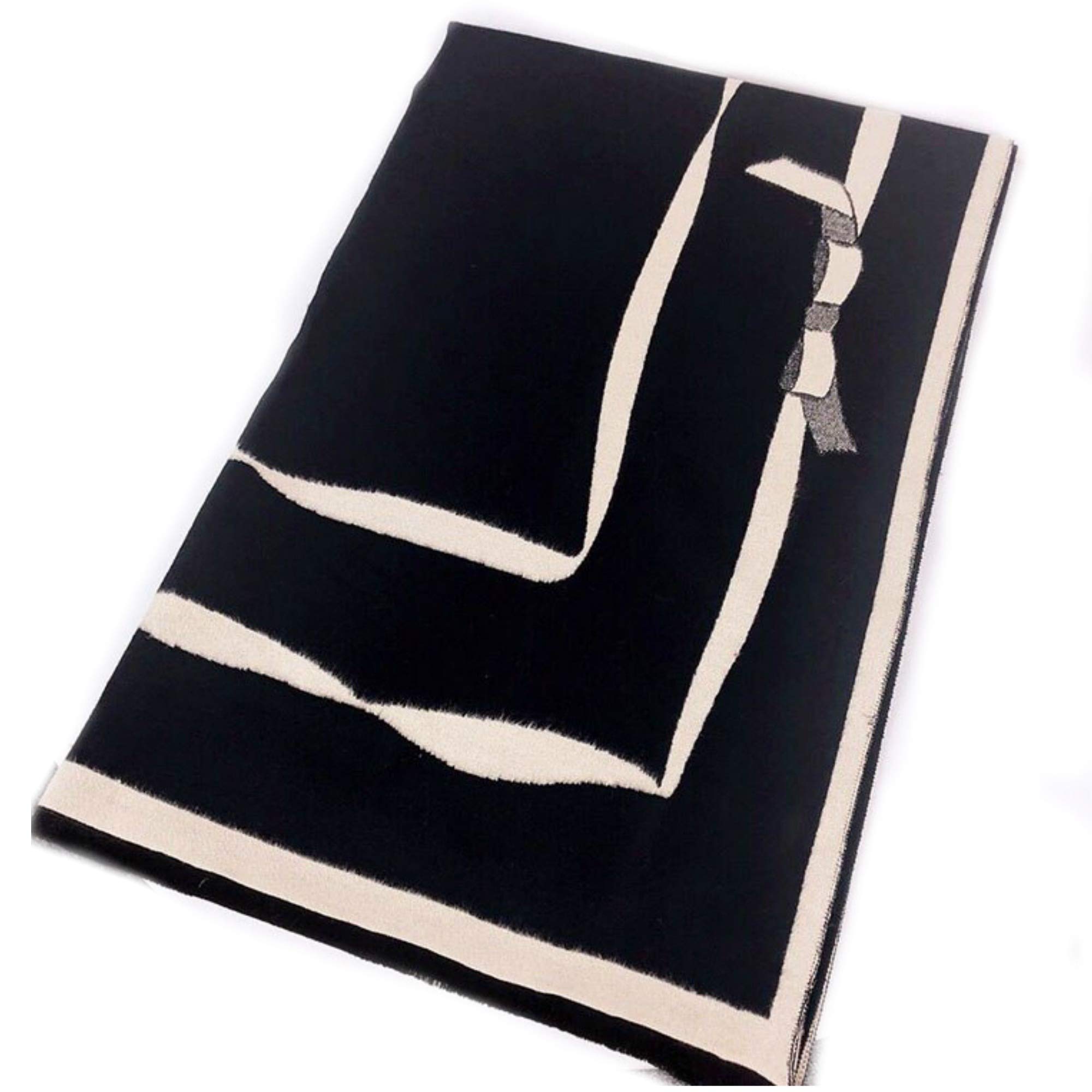 Pañuelo de lana y cachemira para hombre, color negro y beige