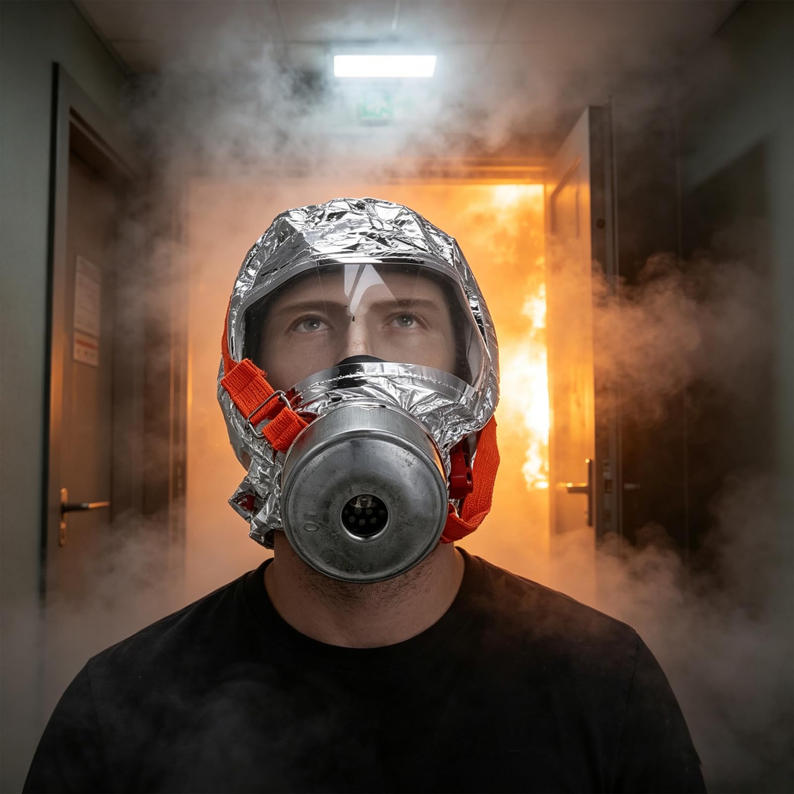 YARNOW contre l'inhalation de fumée, cagoule filtrante d'auto-sauvetage d'urgence avec fenêtre de vision transparente, équipement de sécurité incendie pour la maison et les voyages