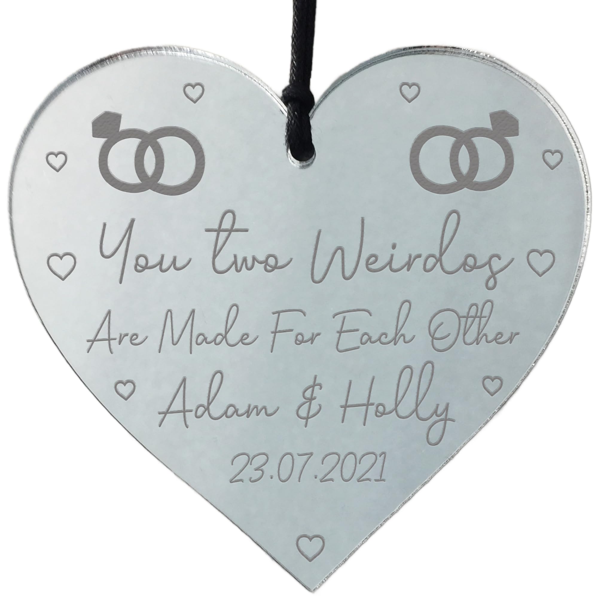 She Said Yes Engagement Gifts For Couple Engraved Heart Personalised Couple Gift