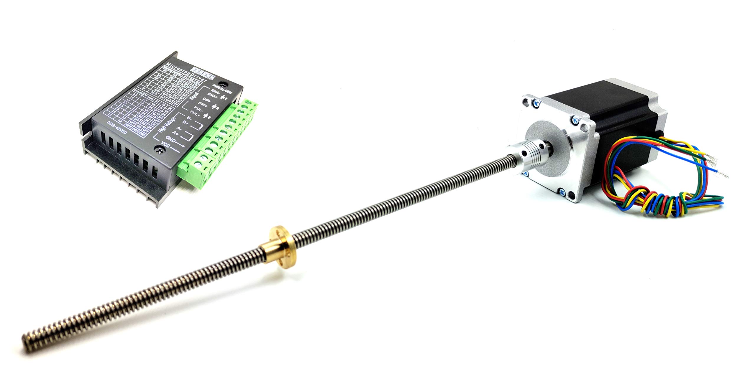 INVENTO 1pcs TB6600 Stepper Driver + Nema 23 25 Kg-cm Stepper Motor + Flexible coupling + 400mm (0.4 mtr) 8mm T8 TR8 2mm Pitch Lead Screw + Brass Nut-picture-18