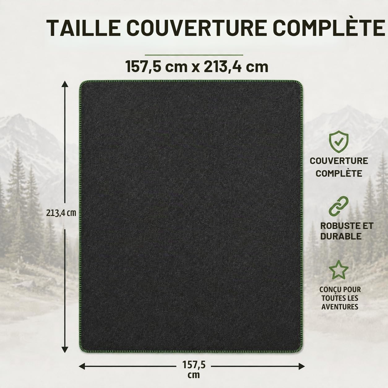 Jmr USA Inc. Couverture Militaire en Laine pour Camping, Urgence et Utilisation Quotidienne, Ignifuge, Extra épaisse et Chaude, 70% Laine, Gris, Taille 157,5 x 213,4 cm.