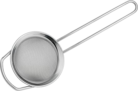 Fine Double Mesh Strainer with Polished Rim and Handle High Quality 18/10 Stainless Steel - 8 cm Diameter