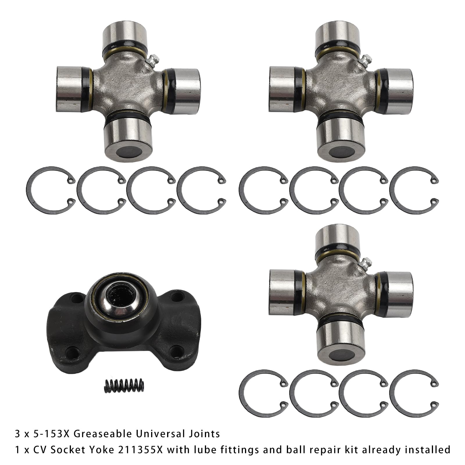 Topteng Double Cardan Joint 211355X + 5-153X passend für Jeep Cherokee XJ 1984-2001, passend für Jeep Wrangler TJ 1997-2006