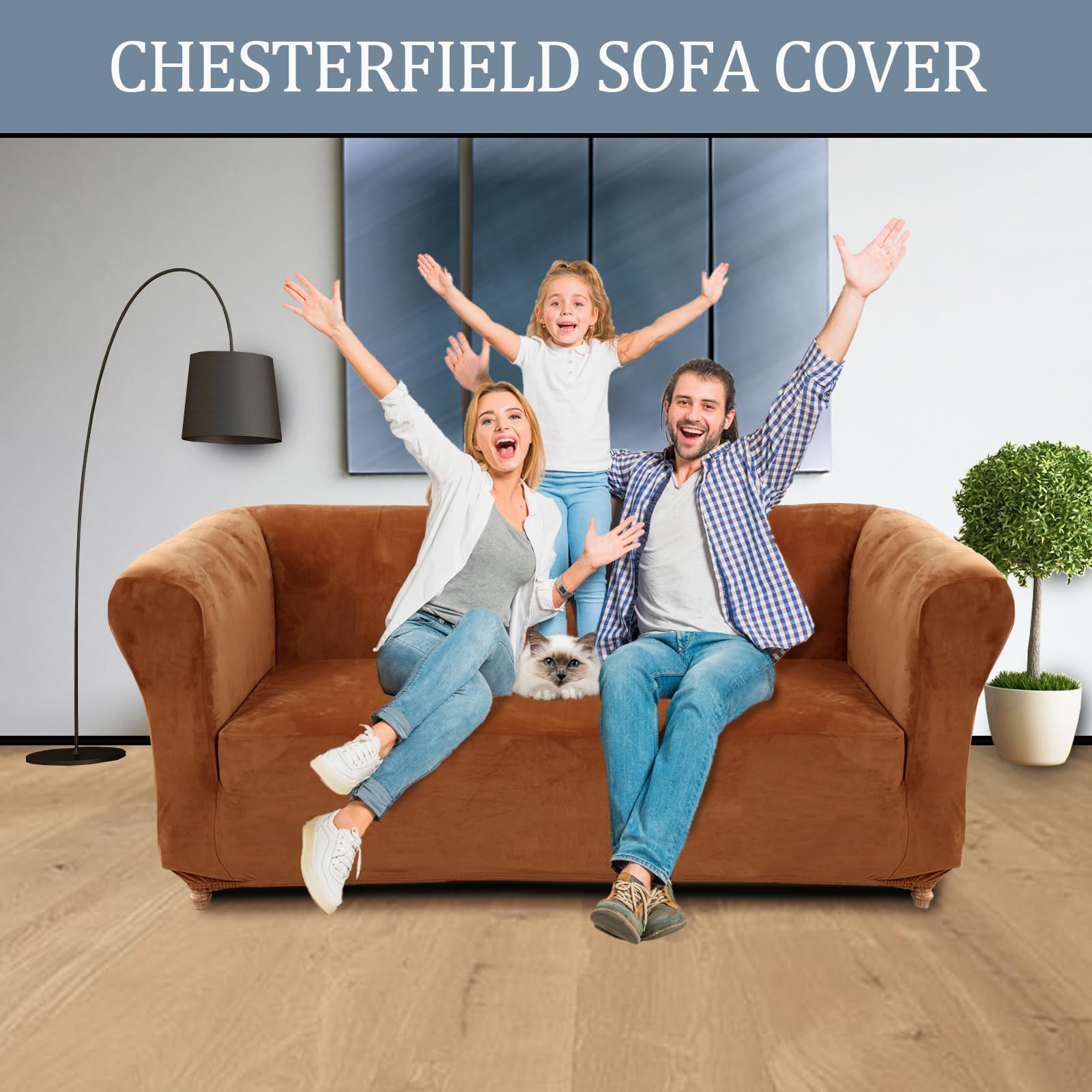 Funda de sofá Chesterfield de terciopelo elástico, funda de sofá con funda de cojín de asiento para sillón curvo, estilo vintage, se adapta a asientos de dos plazas y asientos pequeños