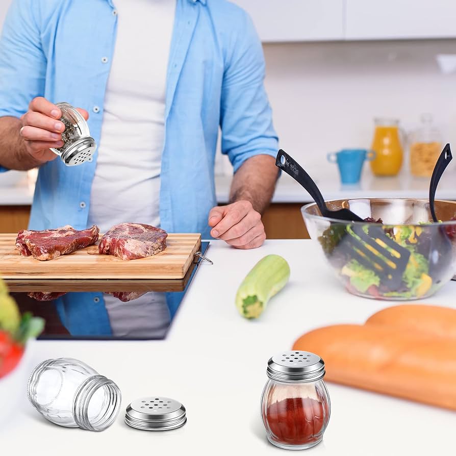 barattoli per spezie kela con inserto shaker 6 pezzi, shaker per spezie fine e grossolano