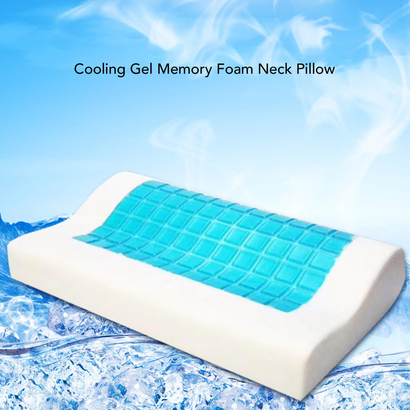 Sonew Almohadas de Apoyo para el Cuello para Dormir, Gel Refrescante, Almohada de Espuma Viscoelástica, Diseño Ergonómico Ondulado, Almohada Cervical para el Hogar y Salón de