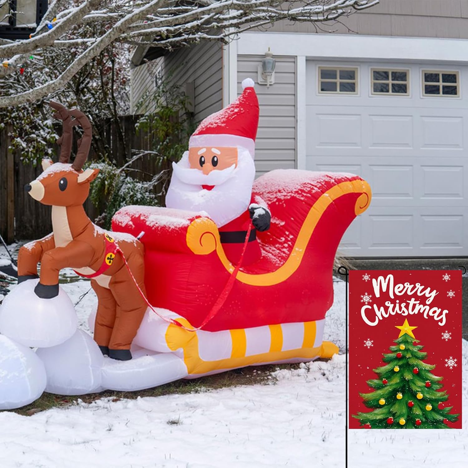 Merry Christmas Garden Flag 12x18inch Christmas Tree Snowflake Vertical Double Sided Winter Yard Lawn Decor Holiday Yard Flag Red Garden Flag Outdoor House Decoration - Image 7