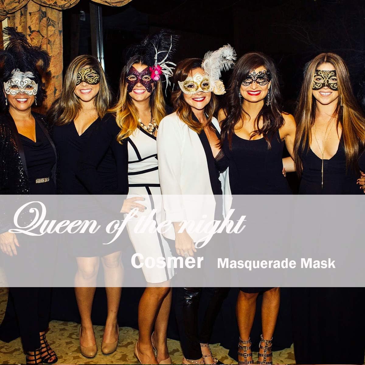 Miniatura 6 de Máscara de mascarada para mujer, brillante, corte láser, máscara de diamantes de imitación, máscara de fiesta de porm