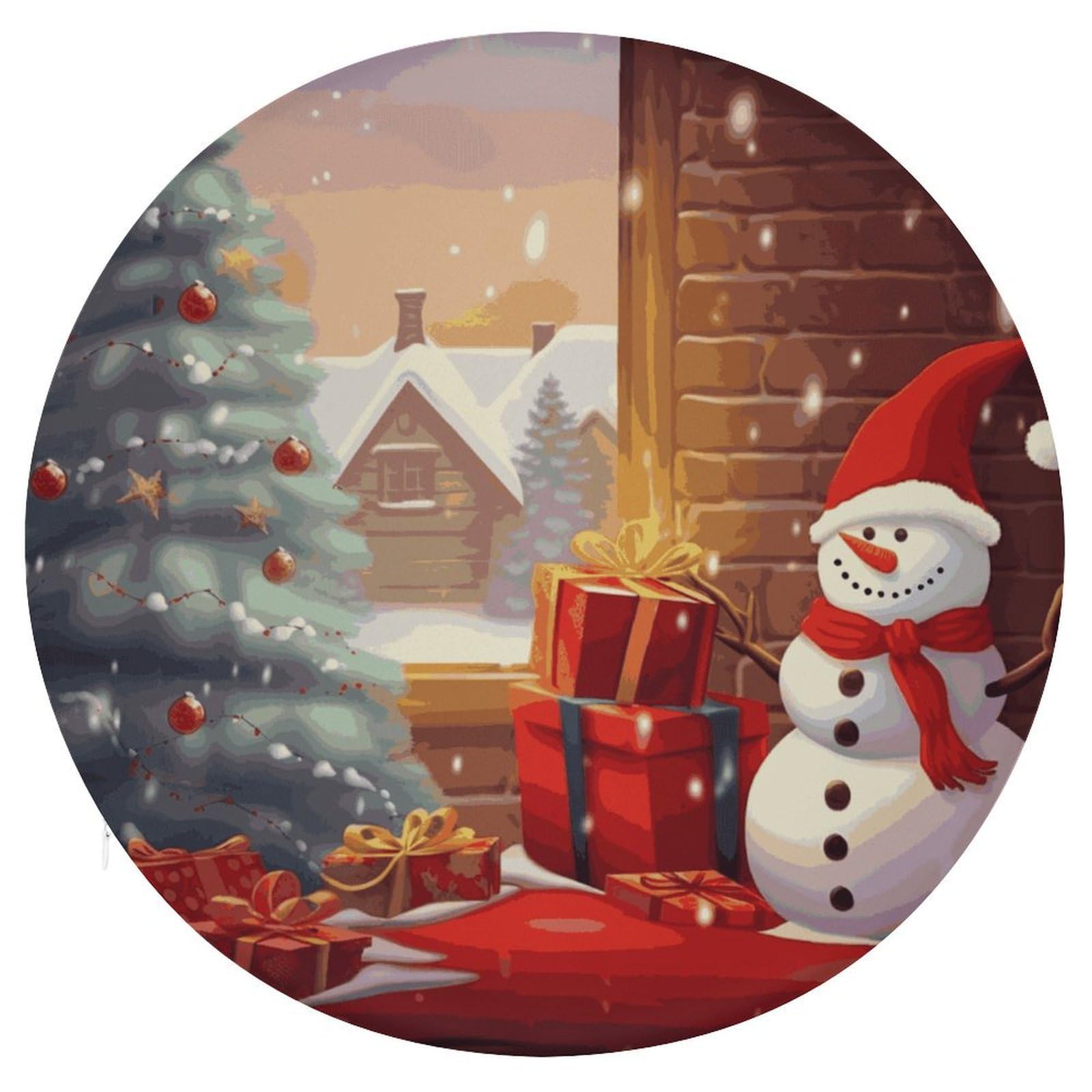 Wsoihfec Style Merry Christmas Day Seat Cushion Round Chair Pad