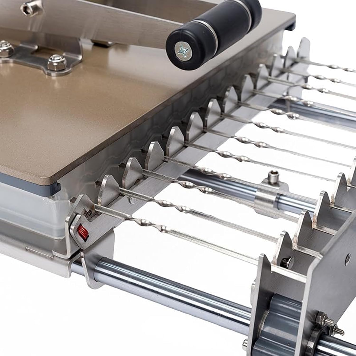 Spiedini in bambù, macchina manuale per kebab a 8/12 fori, design regolabile in acciaio inox, si adatta a spiedini di bambù/metallo, ideale per picnic all'aperto e campeggio