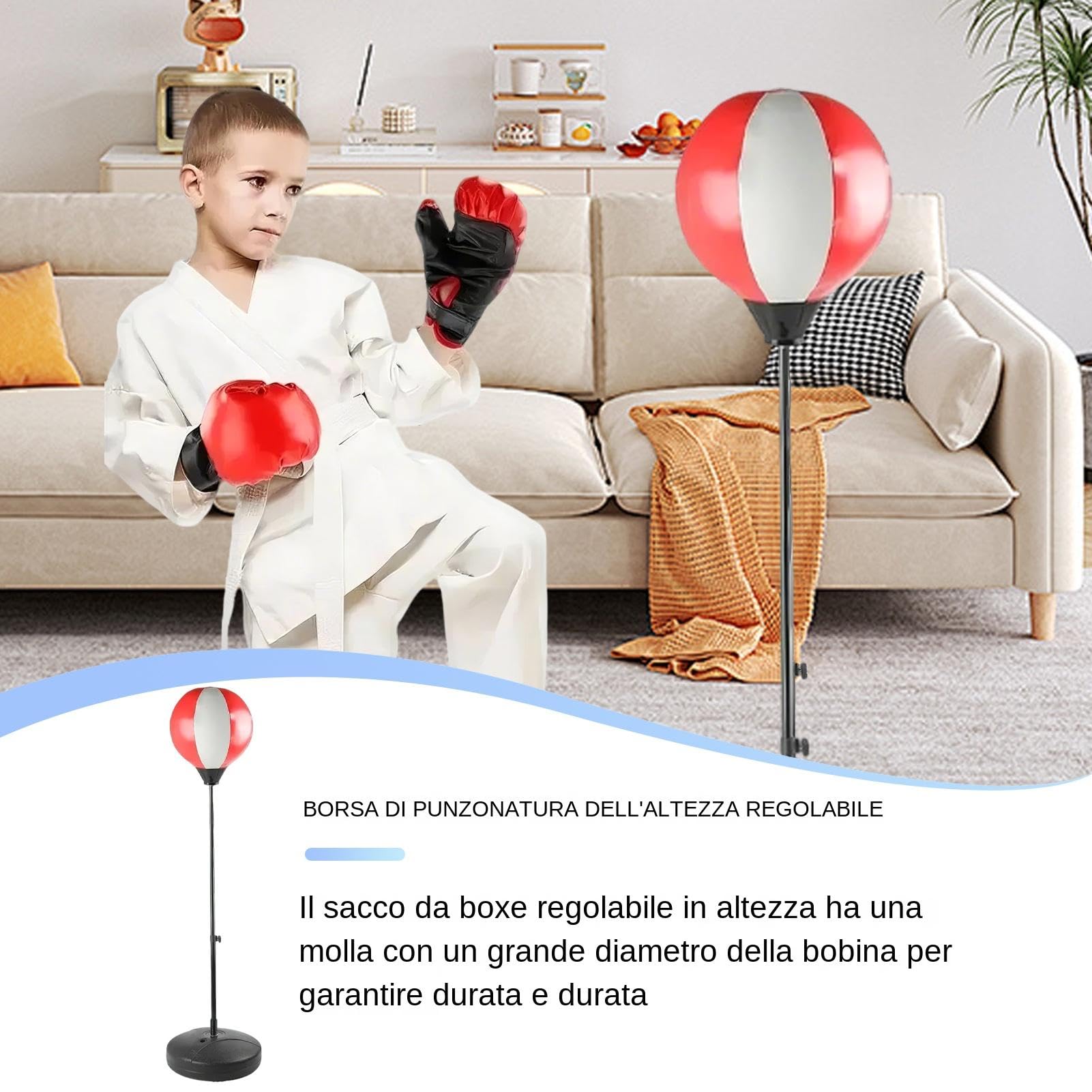 Sacco da boxe - Sacco da boxe con guanti, Set di sacco da boxe per adulti