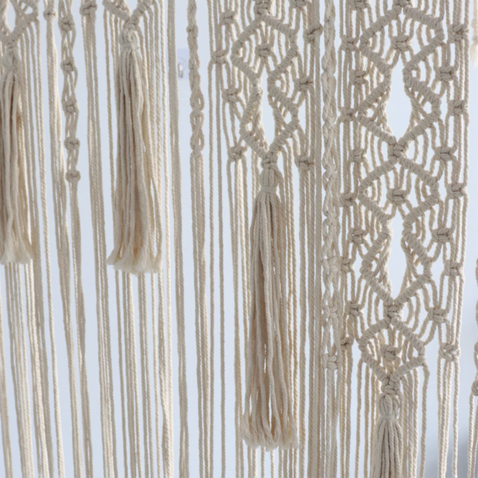 Jauhmui Boho Makramee Vorhang Wandtapisserie für Wohnzimmer, Schlafzimmer Balkon Deko Beige 85x200cm