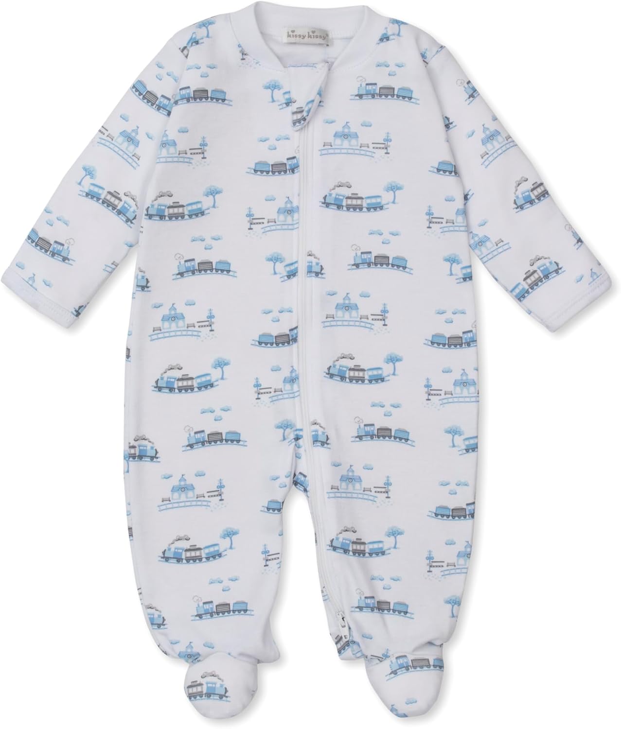 Kissy Kissy Baby Boys Infant Roundabout Railroad Print Footie With Zipper