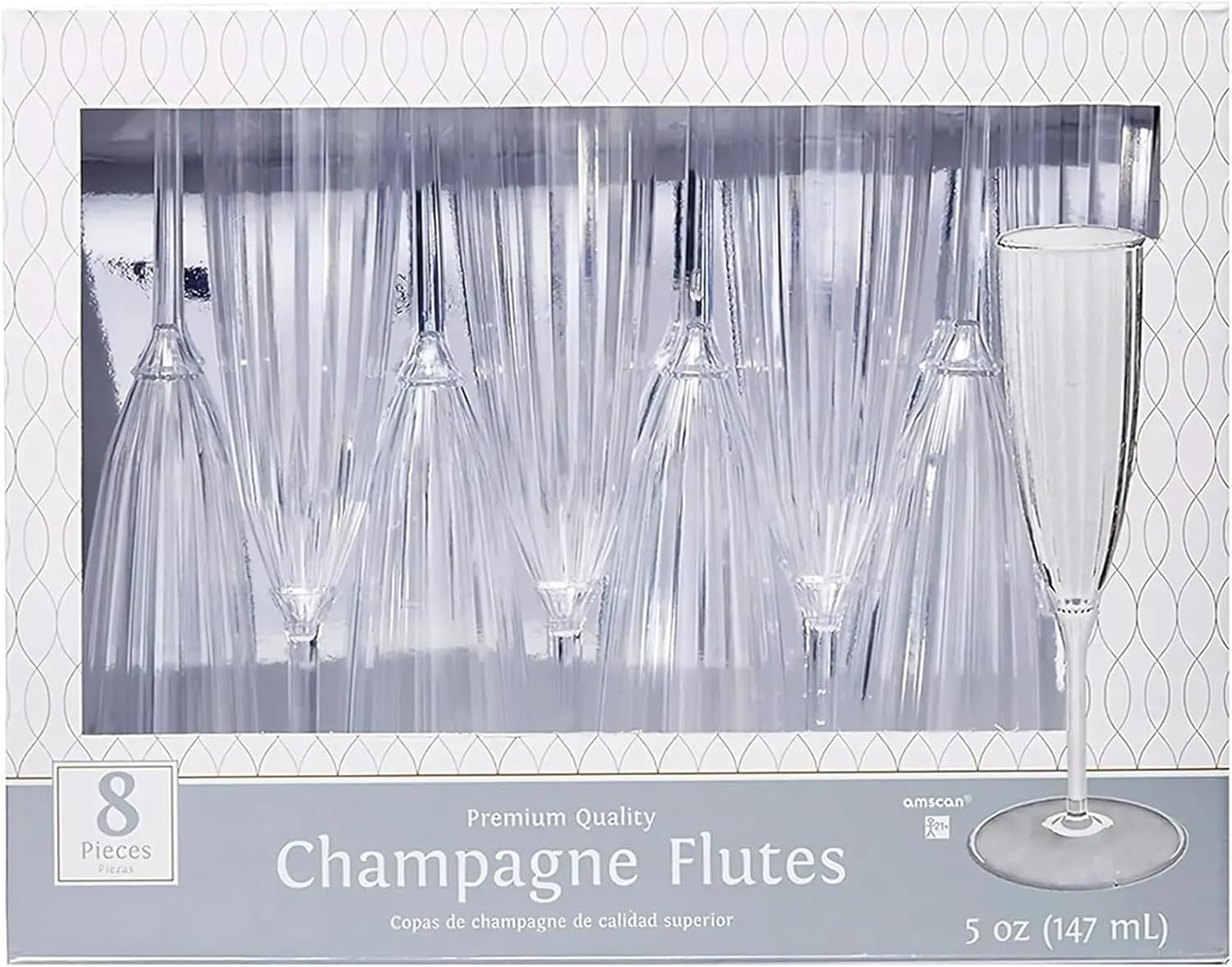 Plastic Champagne Flutes Disposable 8 Pack 5oz Clear Elegant Disposable Plastic Champagne Flutes for Weddings Parties