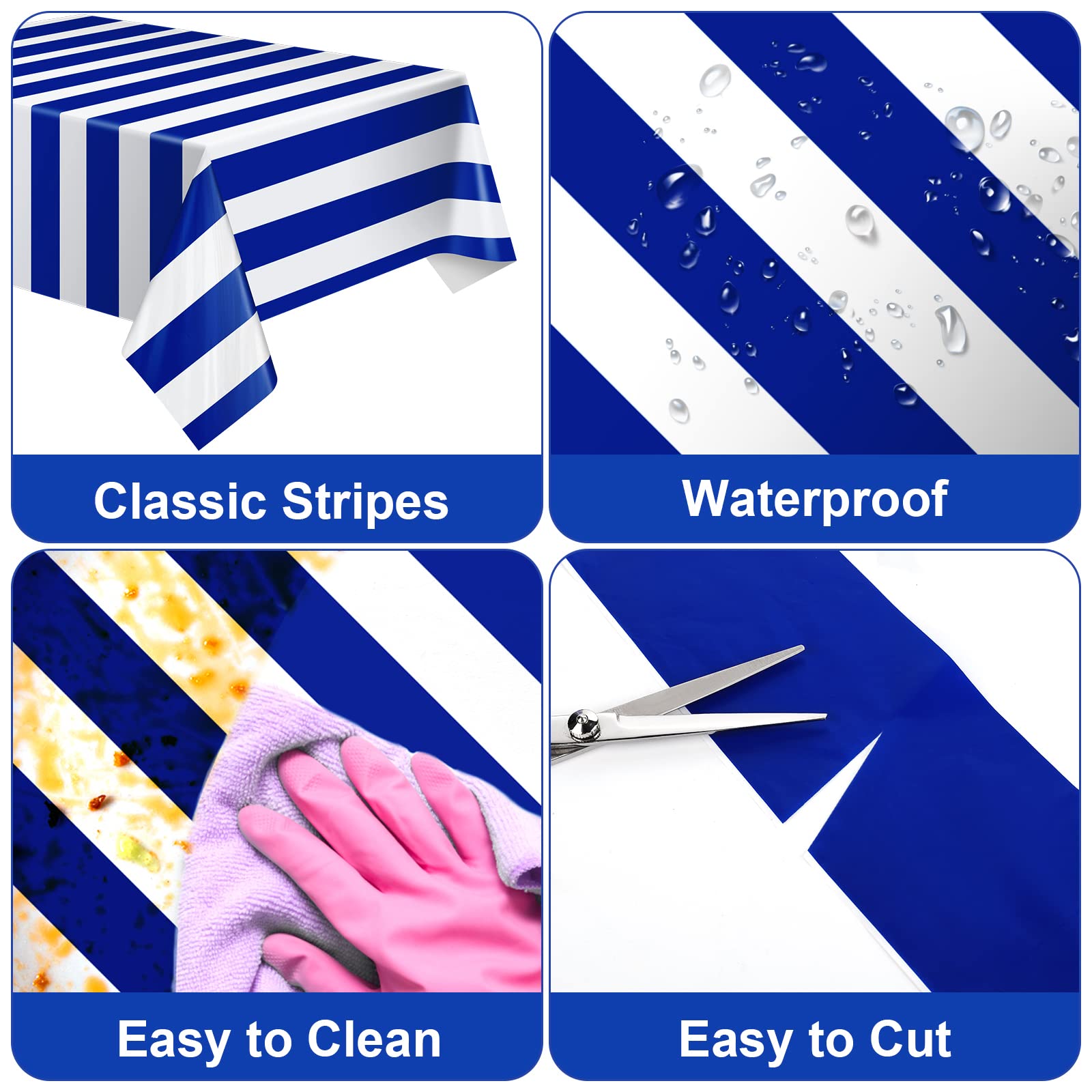 Confezione 6 Tovaglie Di Carta A Quadretti Blu Chiaro E Bianco - 137x274 Cm, Impermeabili E Usa E Getta