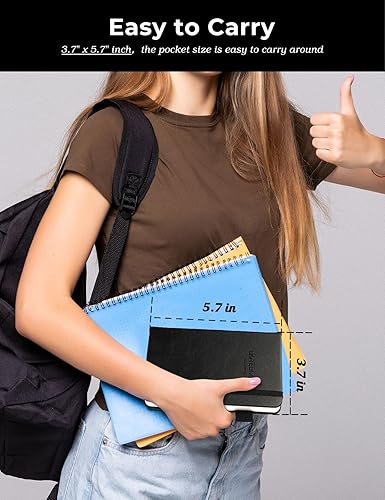 Miniatura 5 de AISBUGUR Cuaderno de bolsillo pequeño, paquete de 2, cuadernos de bolsillo de 3.5 x 5.5 pulgadas, tapa dura con papel forrado grueso, bolsillos