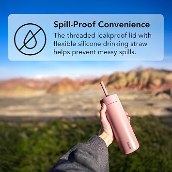 MiiR Sipper Straw Insulated Water Bottle, 16oz | Thermo 3D Vacuum Technology, One-handed sipping