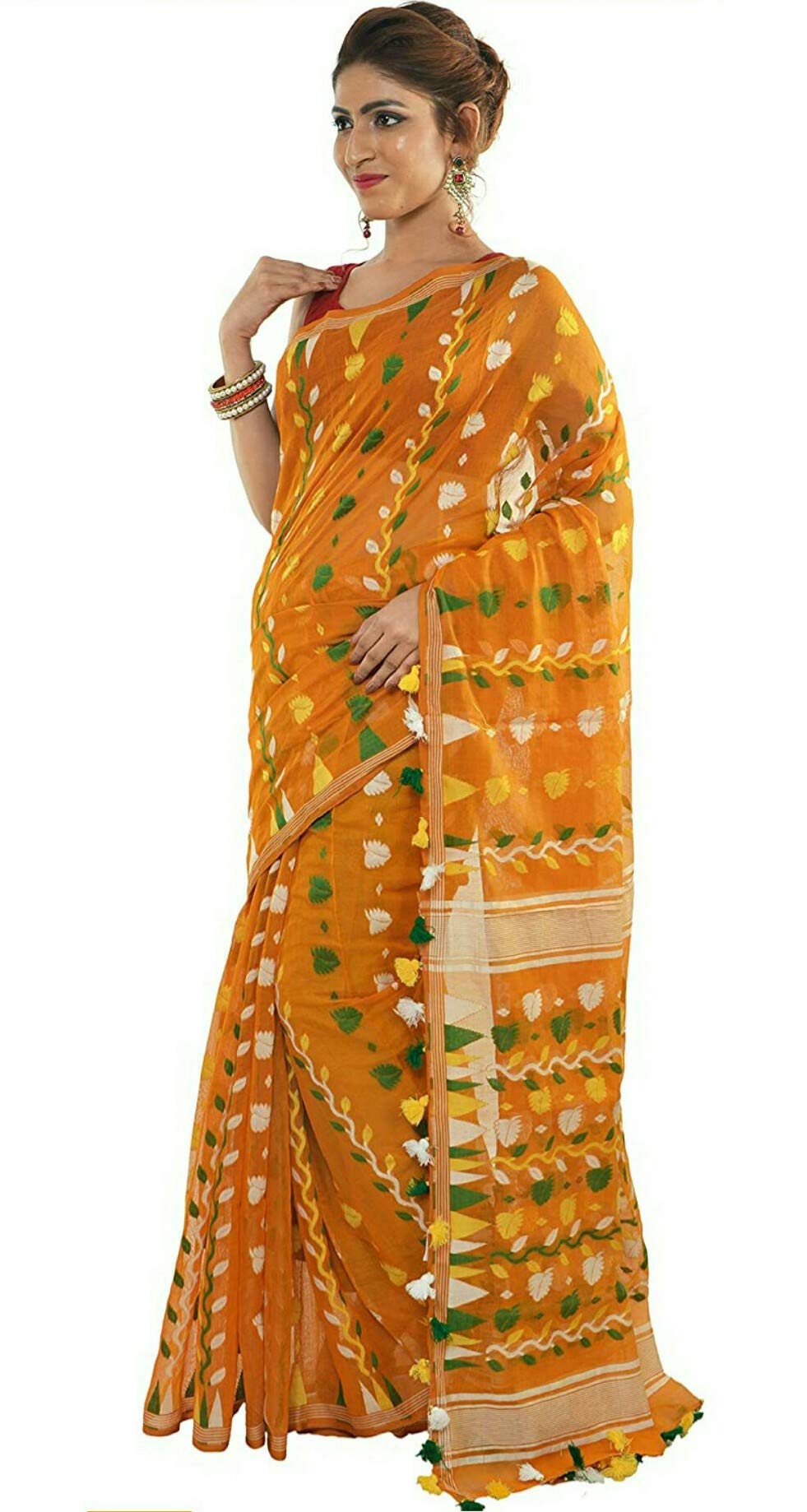 ANI women's cotton Tant jamdani saree