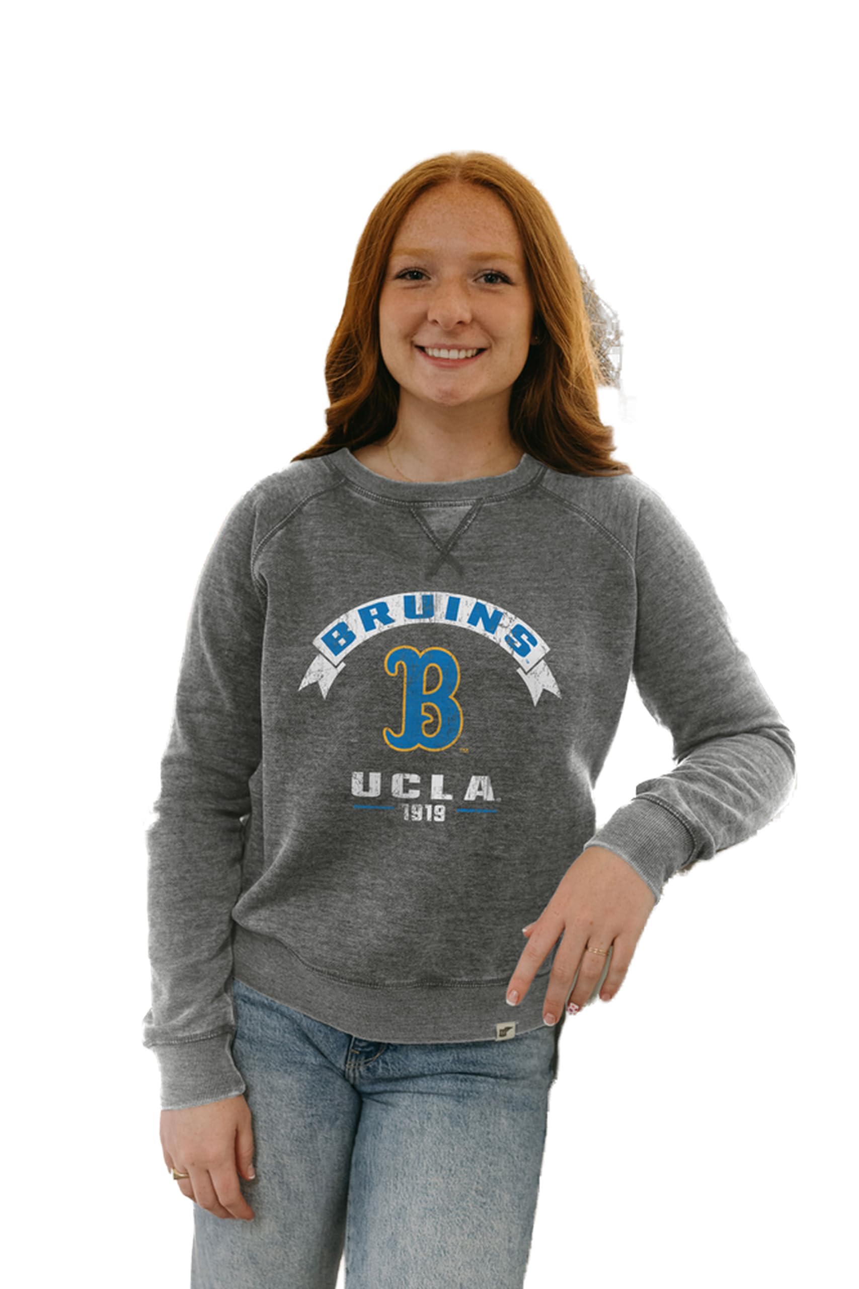 Blue 84Women's NCAA Officially Licensed Crewneck Sweatshirt Burnout Vintage Scholar