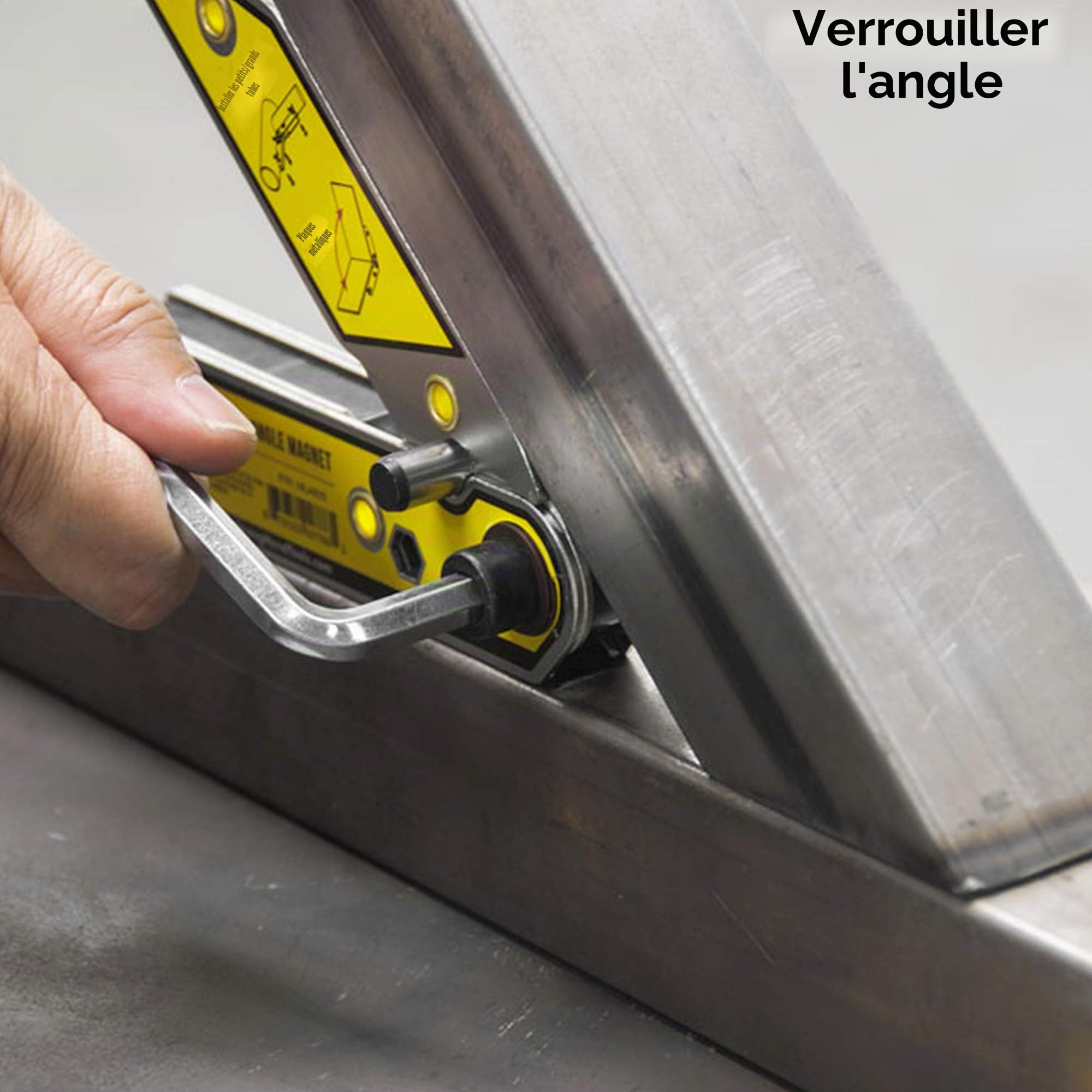 Équerre magnétique à angle réglable, angle 30°-270°, aimants intérieurs/extérieurs, goupille de réglage d'angle, force de traction magnétique 11,8 kg, carré de soudure, "4,7", MLA450, Strong Hand