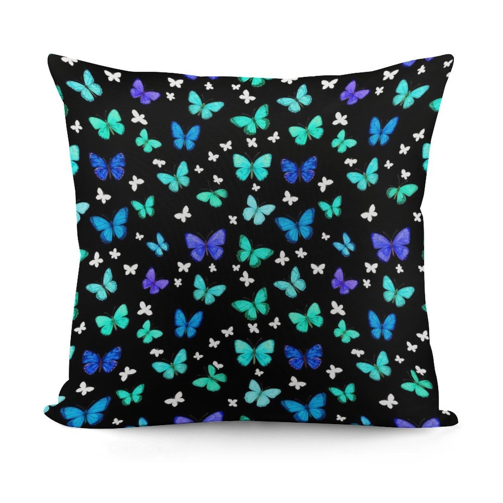 Smazdfxx Picture(308) Soft Cozy Blue Butterflies Art Pillowcase Luxury Decorative Pillows Square Shaggy Cushion Covers For Sofa, Living Room