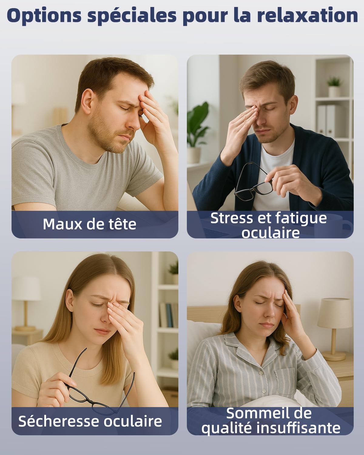 Eye Massager, masque électrique pour les yeux avec chaleur et vibration, masseur de tête pliable à 6 modes pour réduire la fatigue oculaire, soulager les maux de tête, cadeaux pour la famille