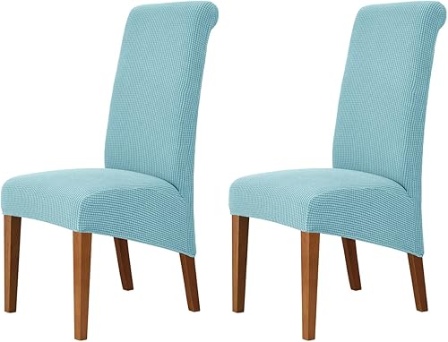 Deisy Dee Fundas elásticas XLextragrandes de Spandex suave extra grande para sillas de comedor para cocina, removibles y lavables, protectoras (Azul