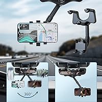 Vista 5 de Soporte giratorio y retráctil de 360° para el espejo retrovisor del coche, soporte universal multifuncional ajustable para teléfonos, soporte