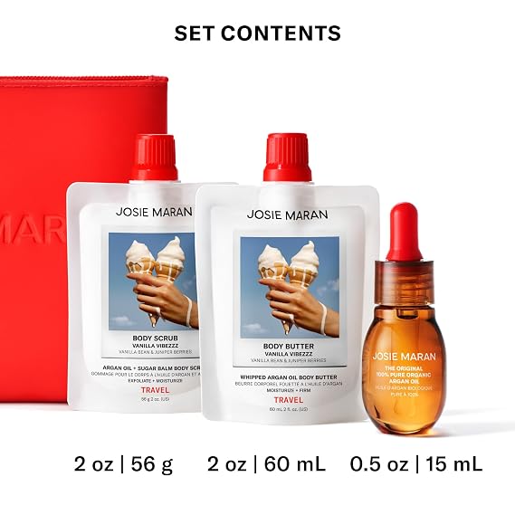 Josie Maran Babies Bestseller Kit, Argan Oil, Body Butter + Scrub, 3 Count