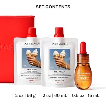 Josie Maran Babies Bestseller Kit, Argan Oil, Body Butter + Scrub, 3 Count