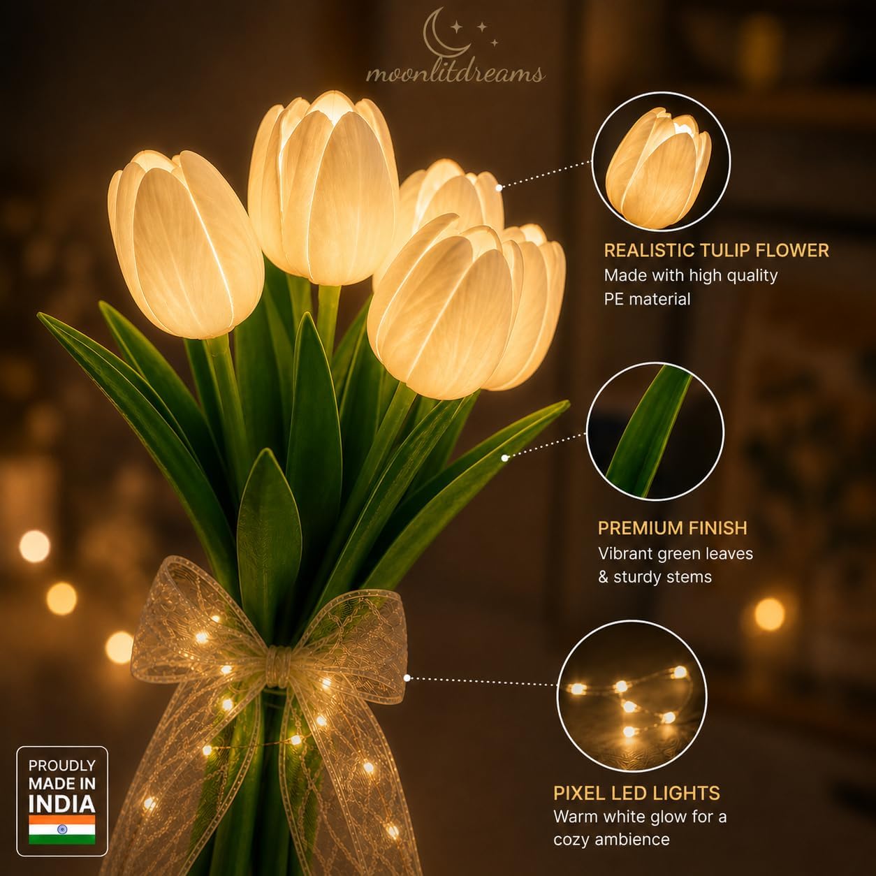 MoonlitDreams Tulip Flower Lamp - Elegant Night Light -2 MoonlitDreams Tulip Flower Lamp - Elegant Night Light -2