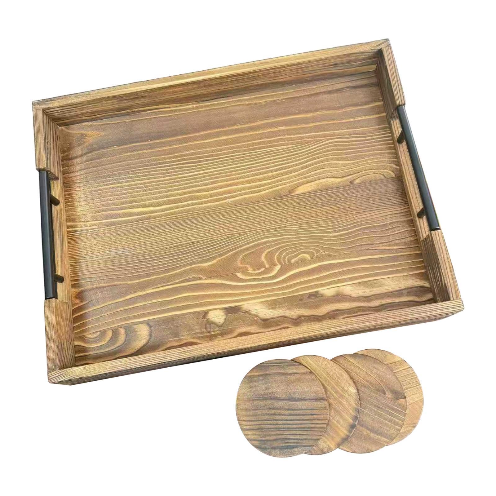 Milageto Bandeja de Madera para Servir Comida, Centro de Mesa, Tabla de Servir versátil, Plato para Frutas secas, Ideal para Cama, Cena, el Almuerzo o el, Madera
