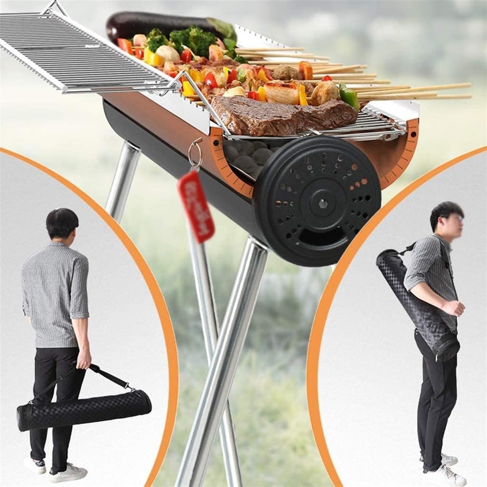 Grill na Węgiel Żelazny Grill Na Zewnątrz Przenośny Składany Grill Narzędzia Kempingowe Grill Węglowy Grill do Ogrodu