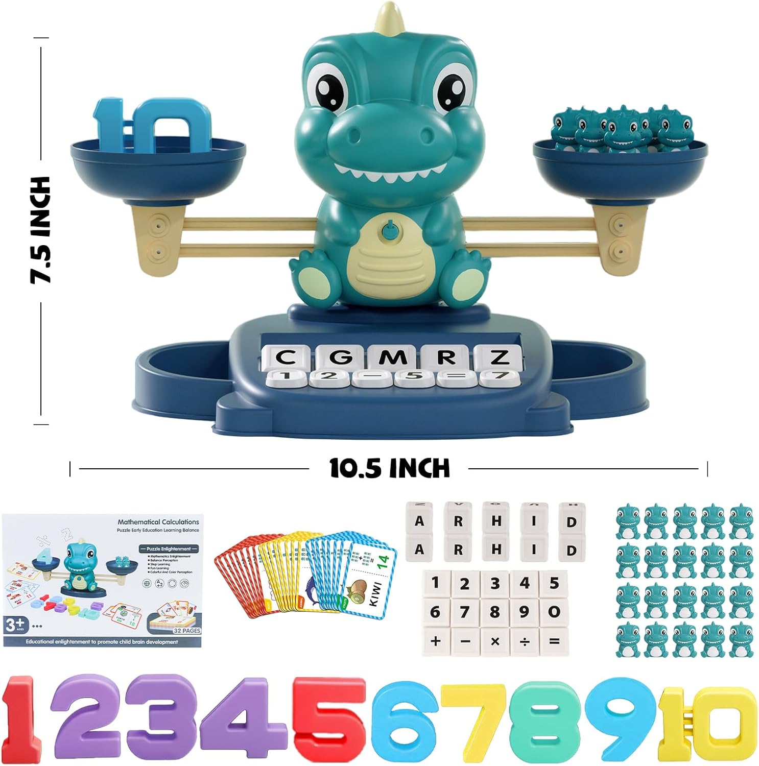 Snugzy Dinosaur Balance Counting Toys Math Game Montessori Toys Learning Games for Kids Educational Toy Gifts for Boys Girls Age 5-7