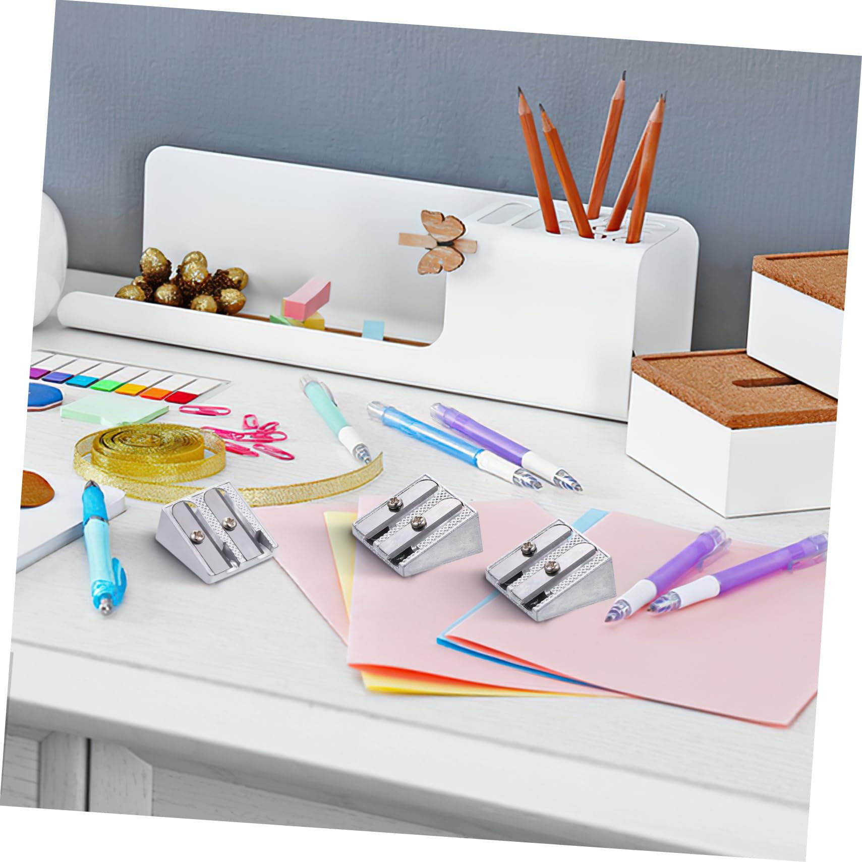 NUOBESTY 5 Sätze Bleistiftspitzer Aus Aluminiumlegierung Tragbarer Bleistiftspitzer Bleistift Mit Handgehaltener Anspitzer Taschen 20 Stück * 5